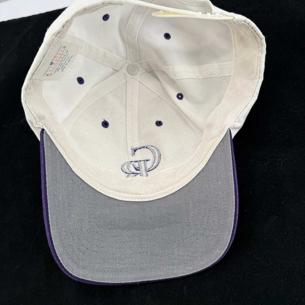 Colorado Rockies Hat Unisex OSFM White Purple Snapback MLB Logo Twins Enterprise - Picture 5 of 6